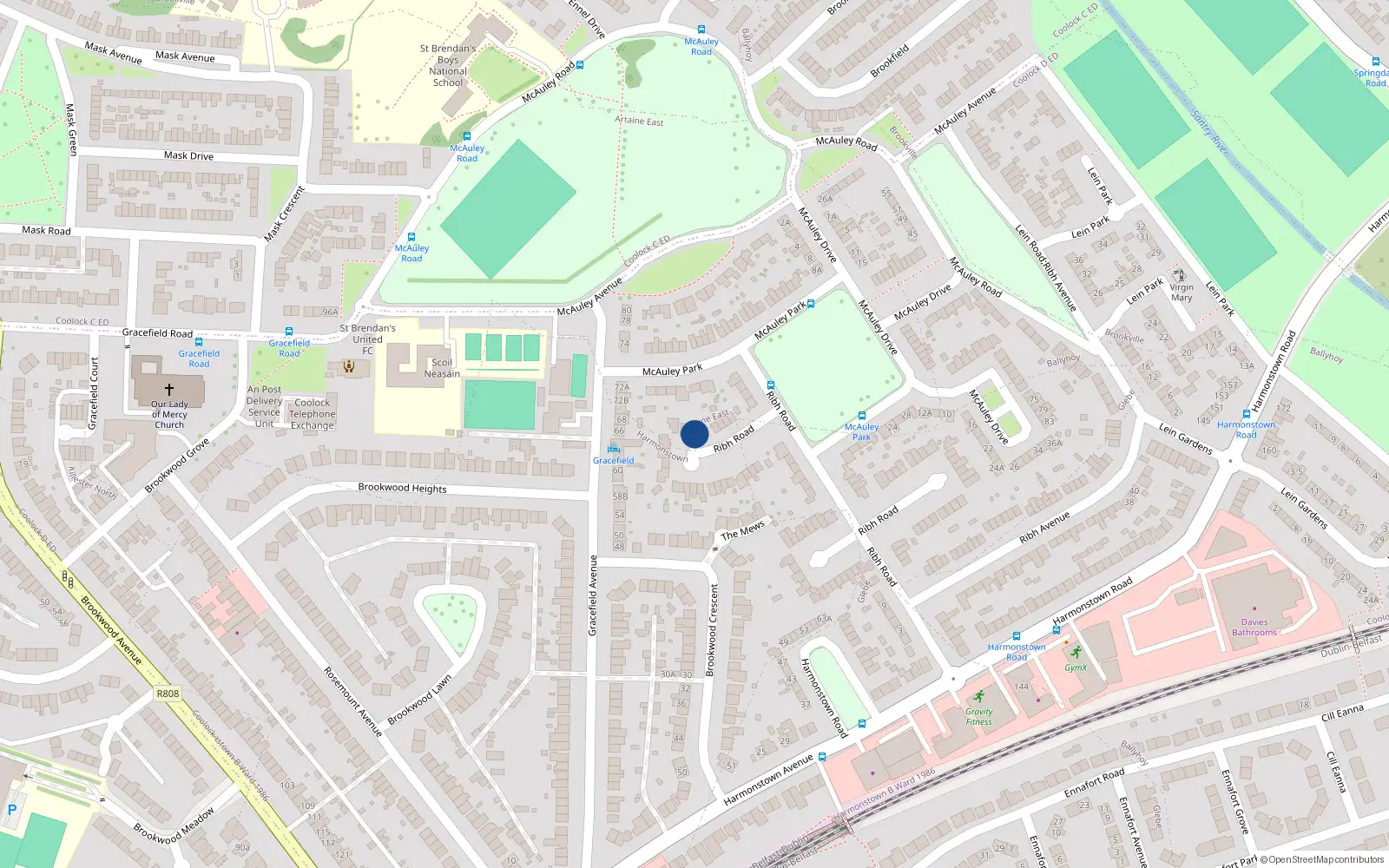 Overhead map showing the location of 93, 93 Ribh Road, Dublin 5