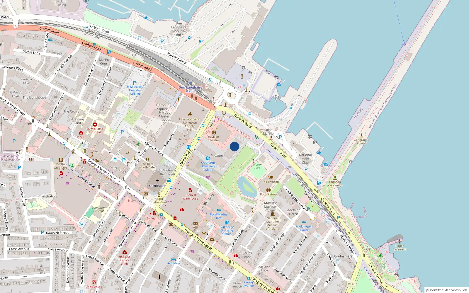 Overhead map showing the location of 93 the Pavilion, Marine Road, Dun Laoghaire