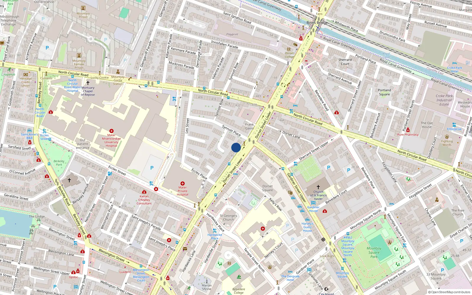 Overhead map showing the location of 93 Dorset Street Lower, Dublin 1