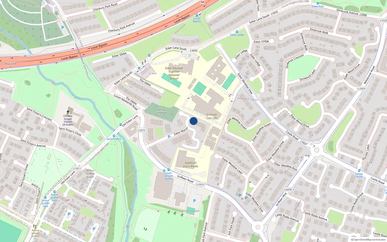 Overhead map showing the location of 94 Esker Manor, Lucan