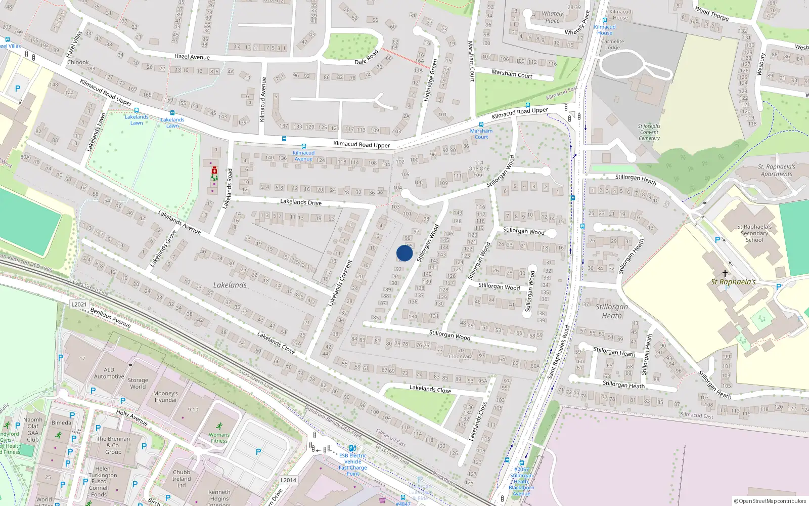 Overhead map showing the location of 94 Stillorgan Wood, Blackrock, Dublin