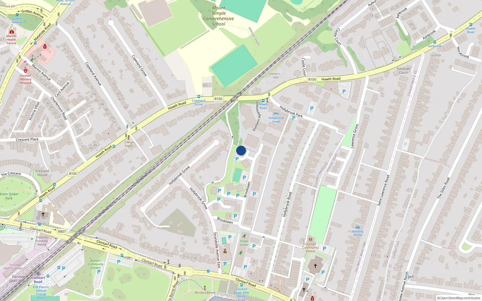 Overhead map showing the location of 95 Brooklawn, Strandville Avenue East, Clontarf