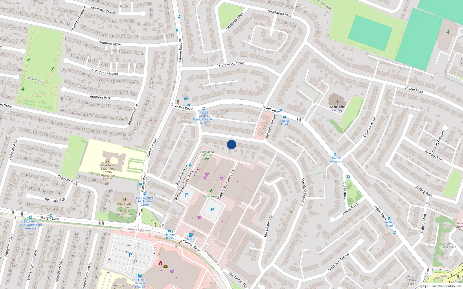 Overhead map showing the location of 95 Maryfield Crescent, Artane, Dublin 5