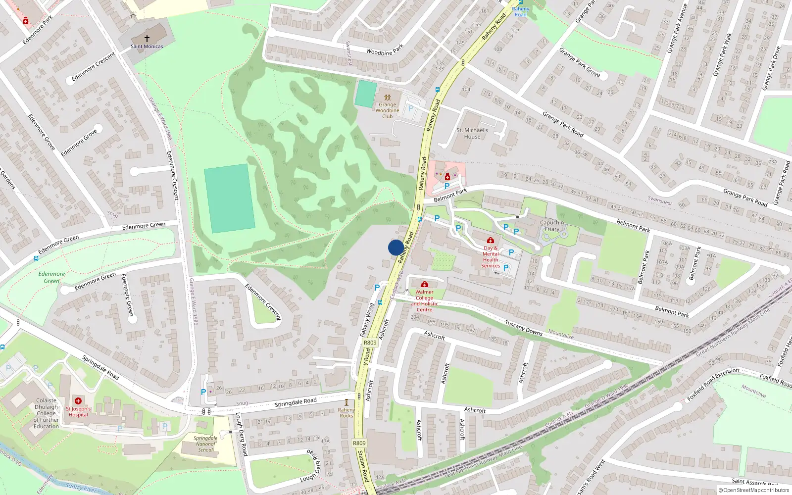 Overhead map showing the location of 95 Raheny Road, Dublin 5