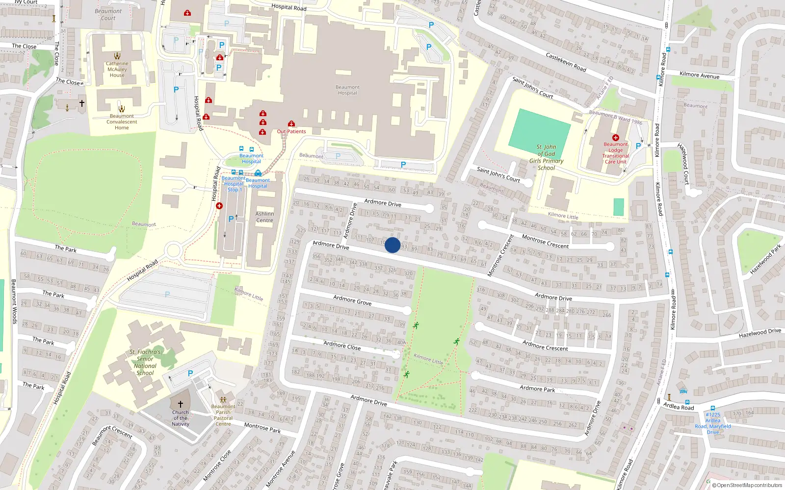 Overhead map showing the location of 97 Ardmore Drive, Dublin 5