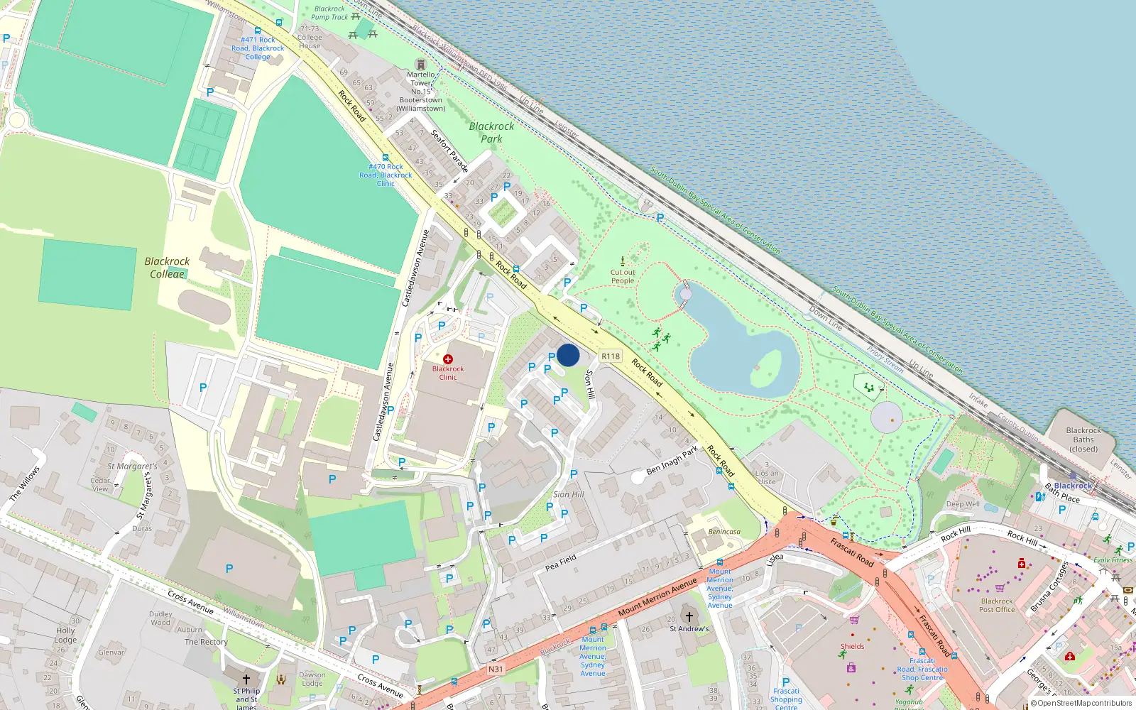 Overhead map showing the location of 97 Castledawson, Blackrock
