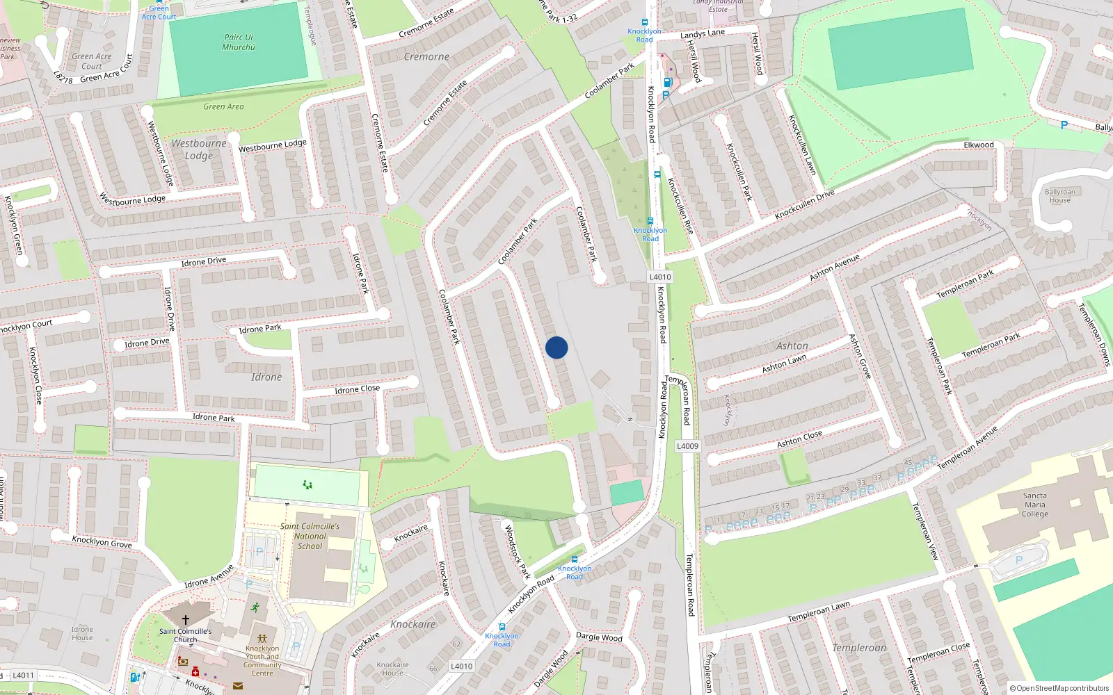 Overhead map showing the location of 97 Coolamber Park, Dublin 16
