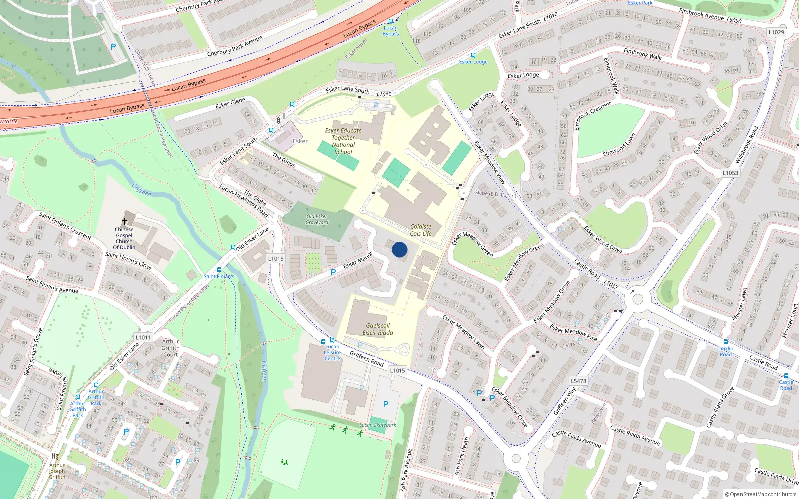 Overhead map showing the location of 97 Esker Manor, Lucan