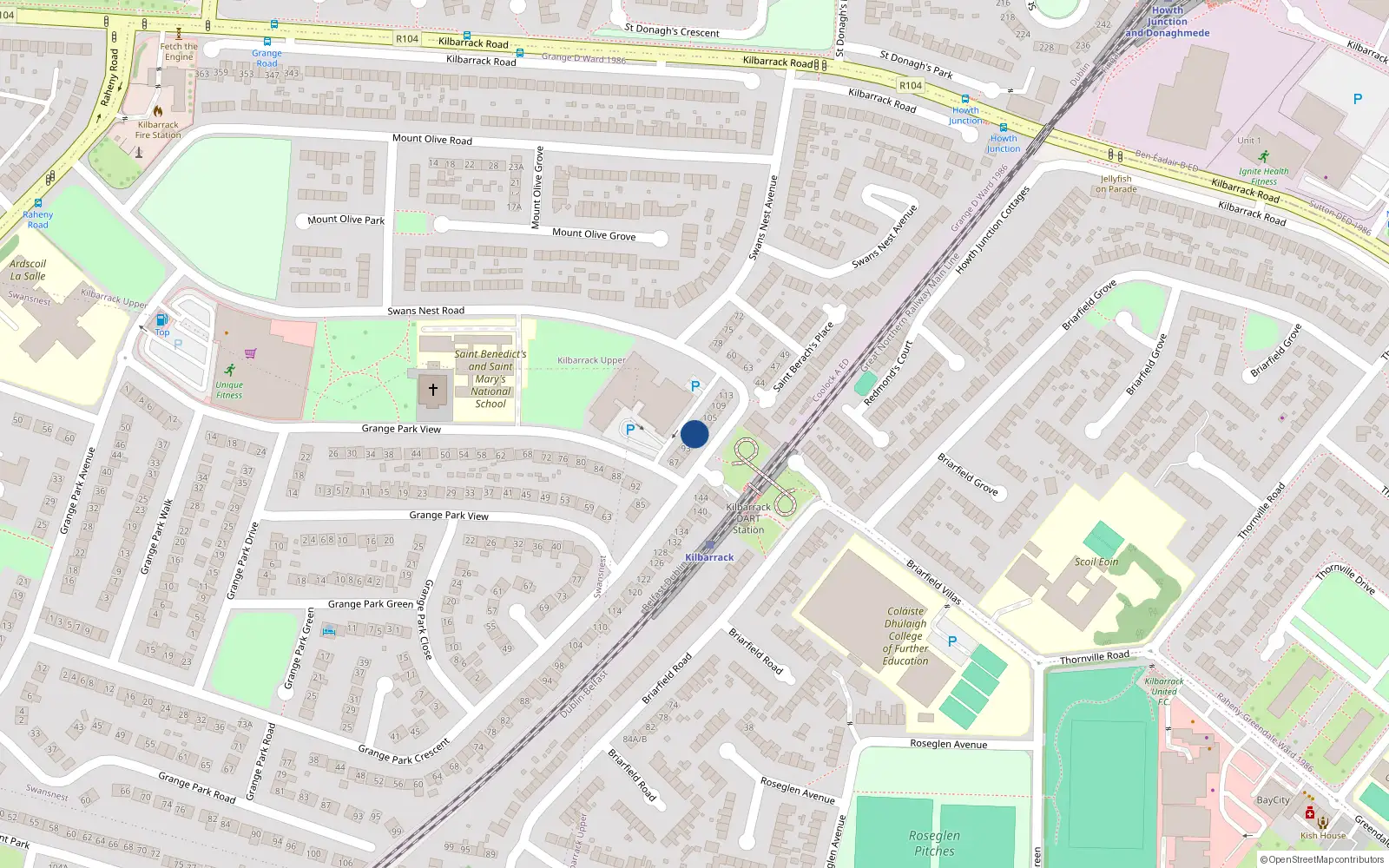 Overhead map showing the location of 97 Grange Park Crescent, Dublin 5