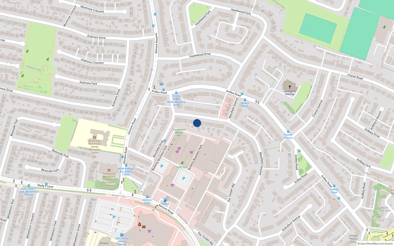 Overhead map showing the location of 97 Maryfield Crescent, Artane, Dublin 5