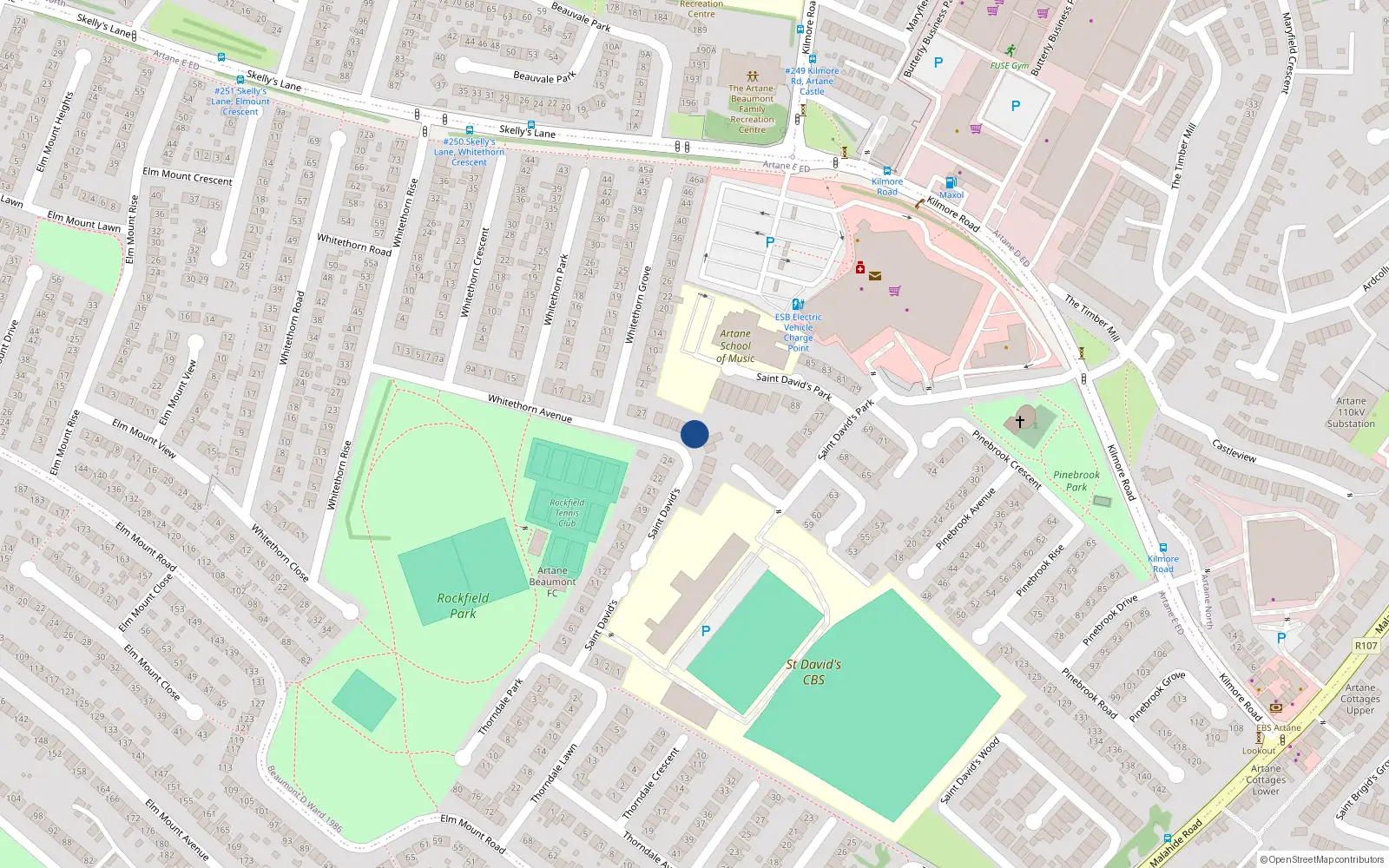 Overhead map showing the location of 97 St Davids, Artane, Dublin 5