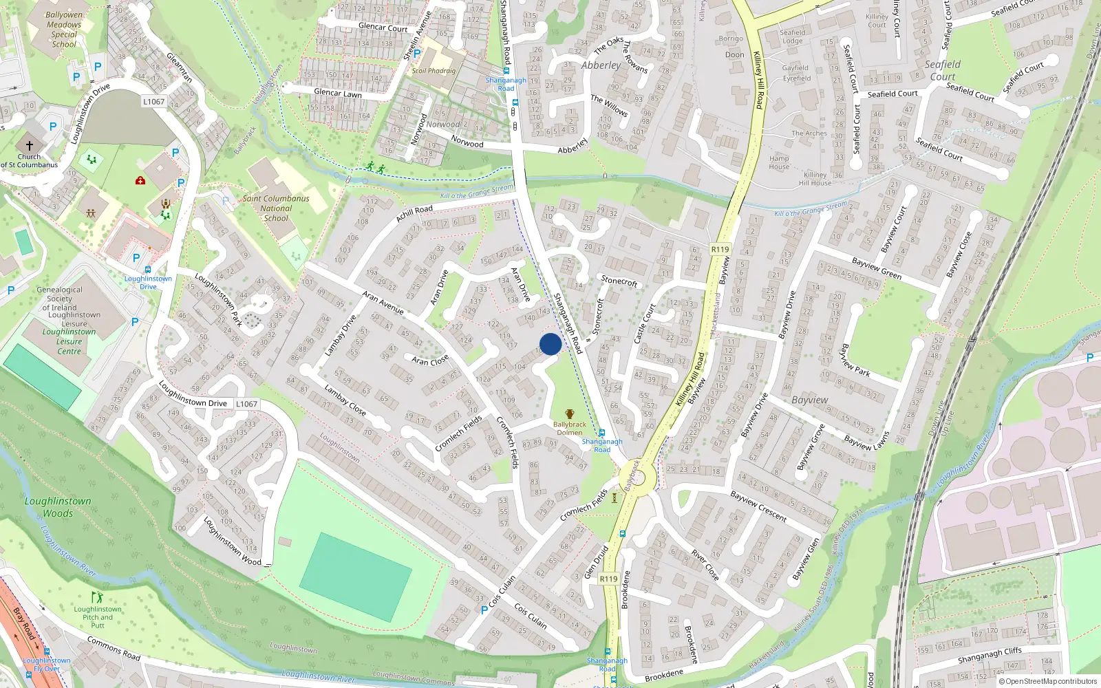 Overhead map showing the location of 98 Cromlech Fields, Ballybrack