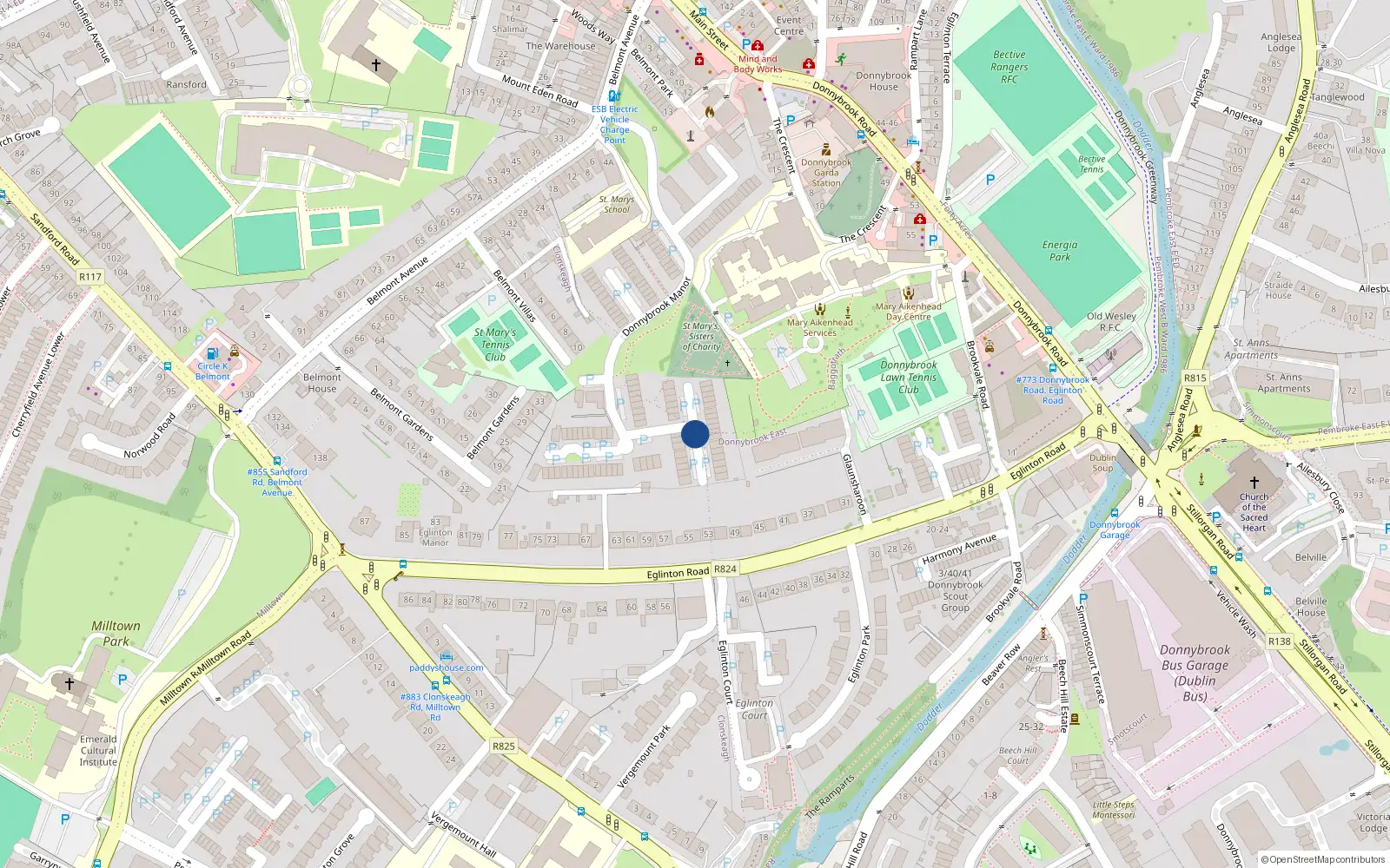 Overhead map showing the location of 98 Donnybrook Manor, Donnybrook