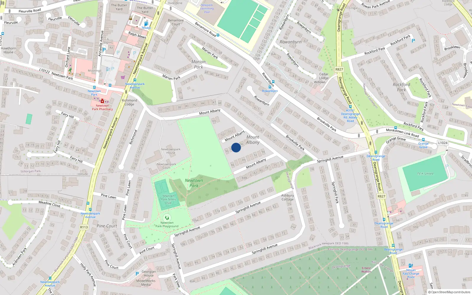 Overhead map showing the location of 98 Mount Albany, Blackrock