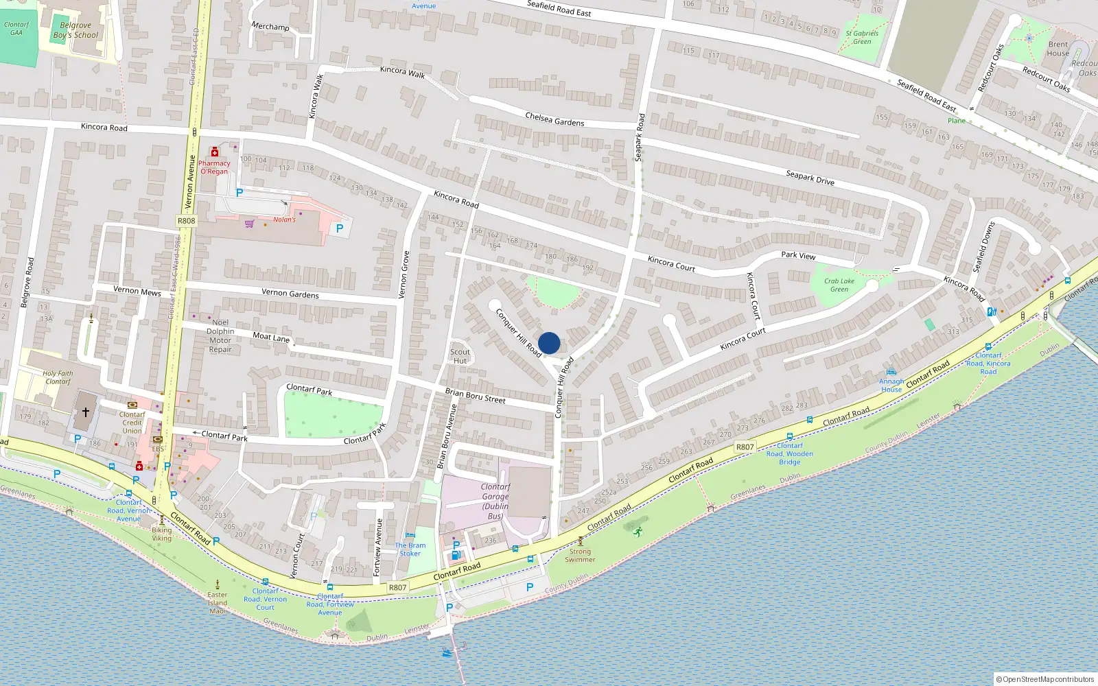 Overhead map showing the location of 99 Conquer Hill Road, Dublin 3
