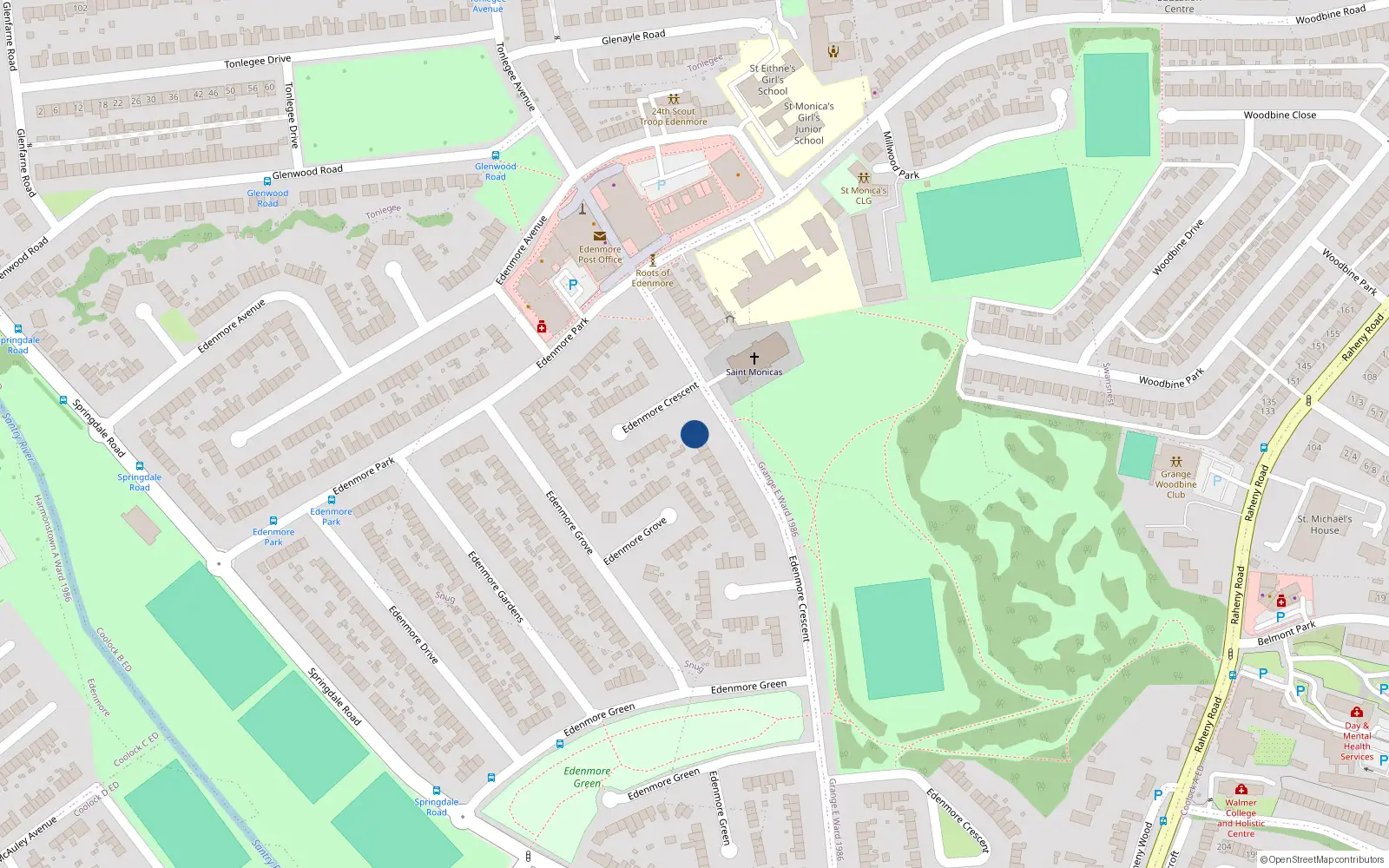 Overhead map showing the location of 99 Edenmore Crescent, Dublin 5