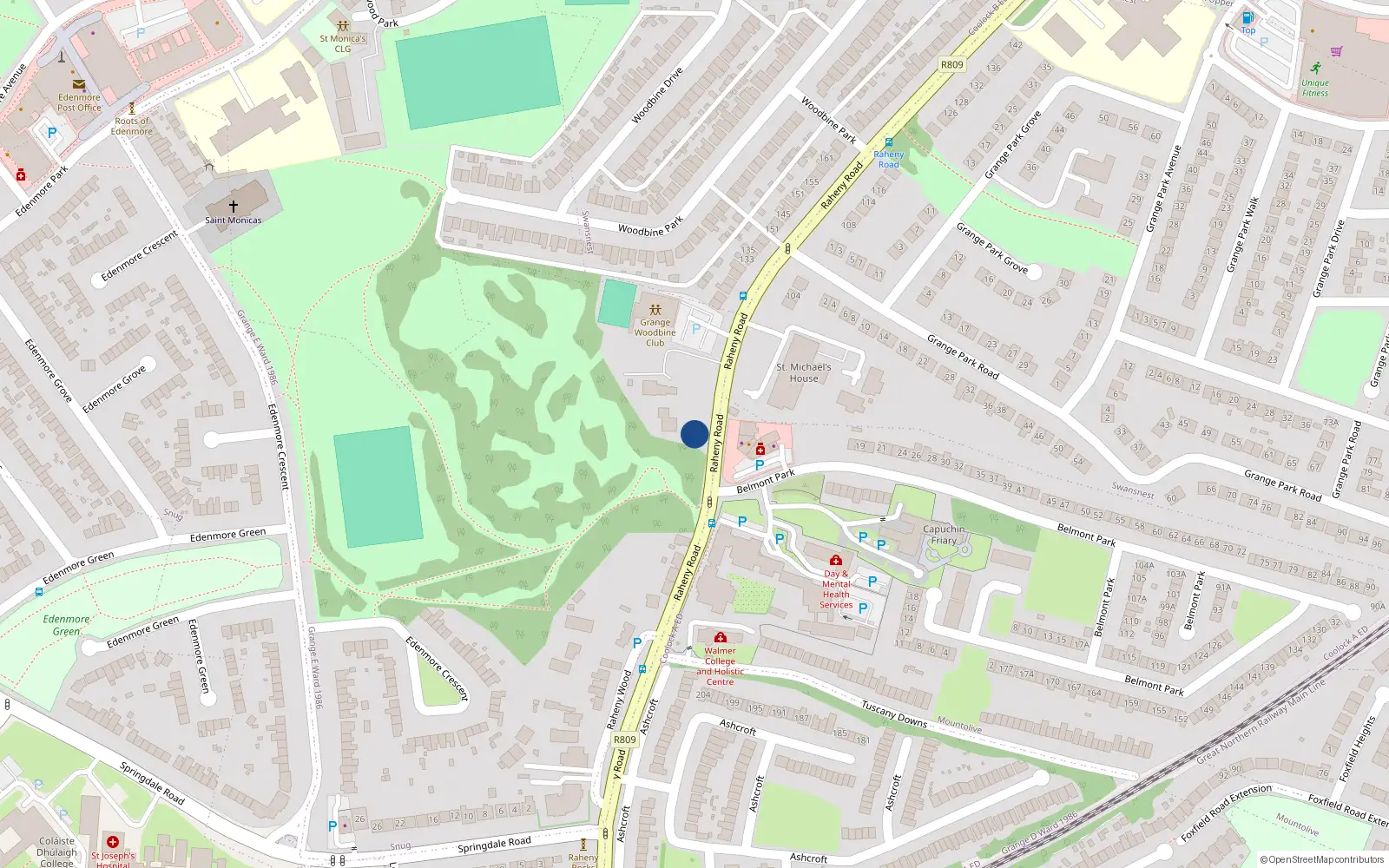 Overhead map showing the location of 99 Raheny Road, Dublin 5