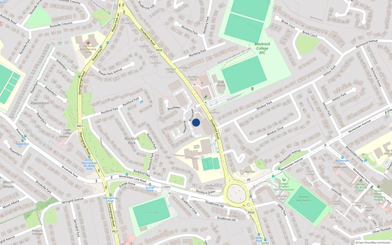 Overhead map showing the location of 99 Rockford Manor, Stradbrook Road, Blackrock