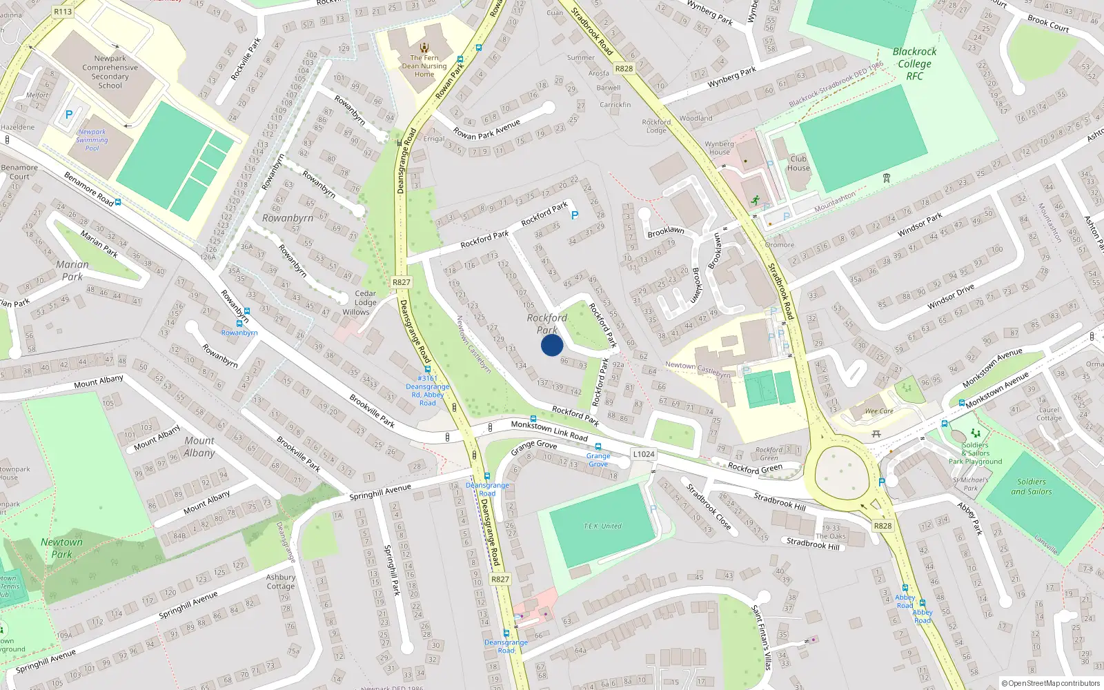 Overhead map showing the location of 99, 99 Rockford Park, Blackrock