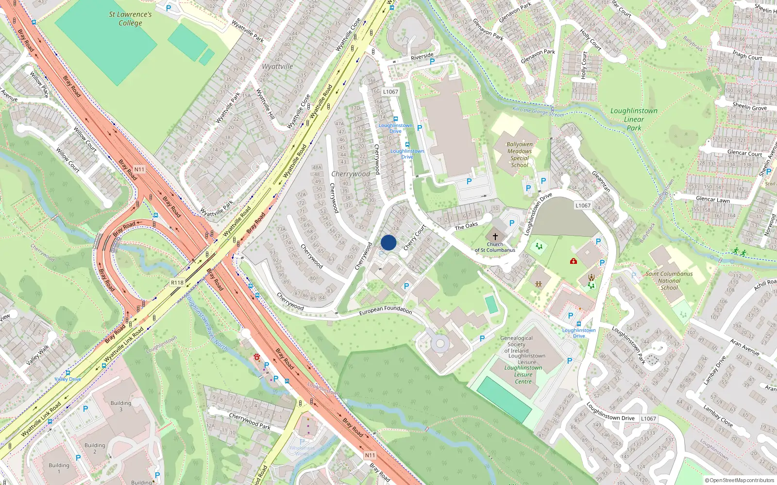 Overhead map showing the location of 9A Cherrycourt, Dublin