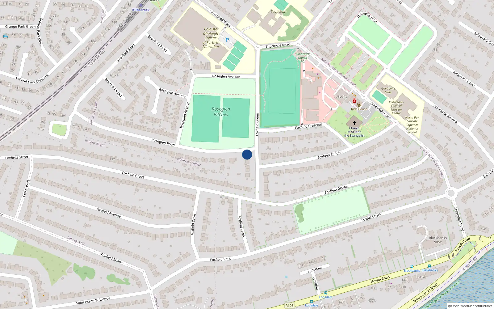 Overhead map showing the location of 9A Foxfield Green, Dublin 5