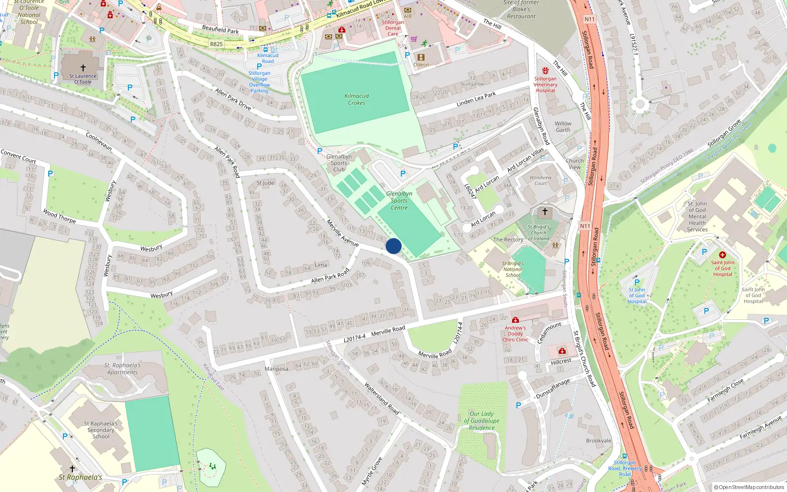 Overhead map showing the location of 9A Merville Avenue, Co Dublin