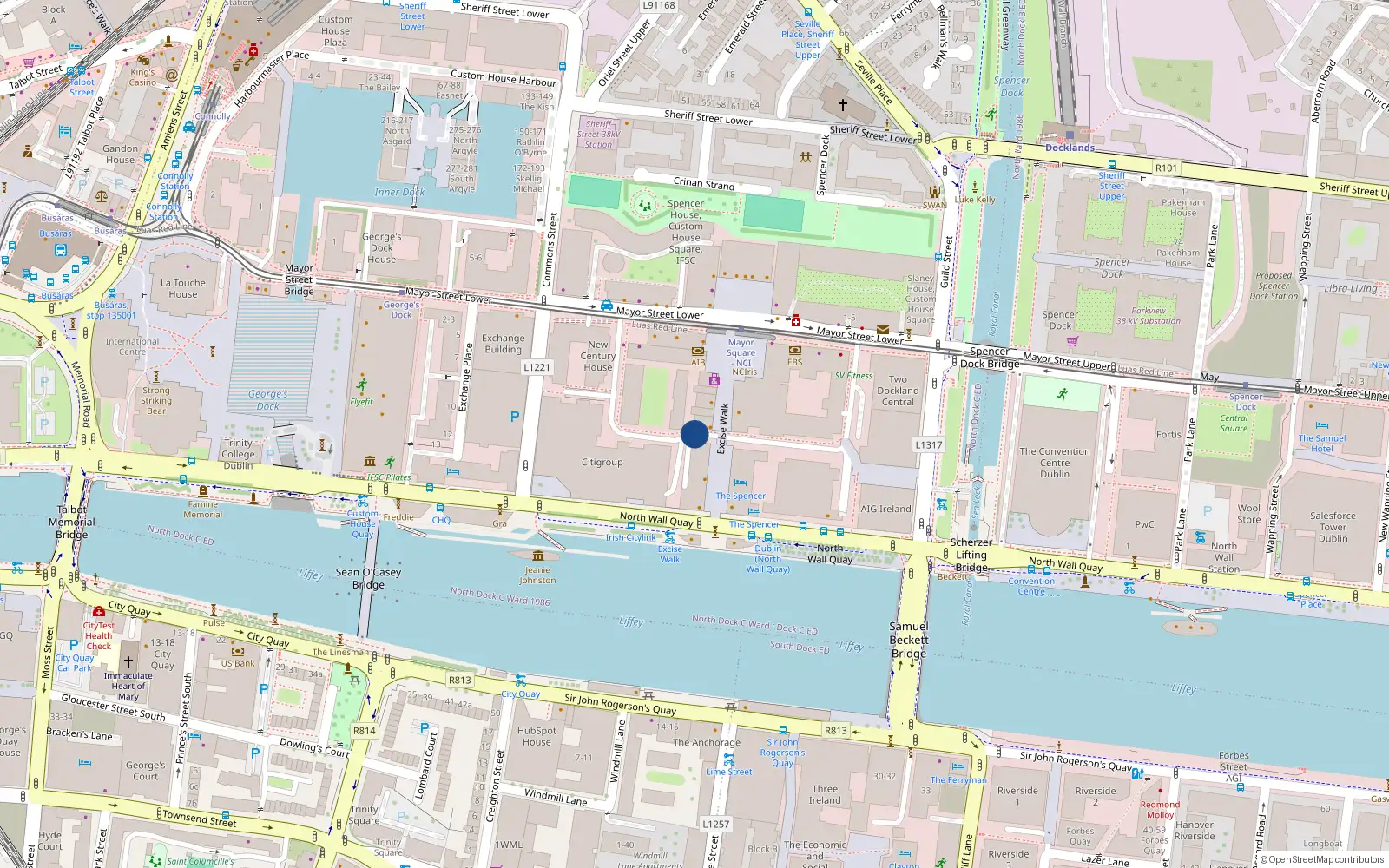 Overhead map showing the location of Clarion Quay, Dublin 1