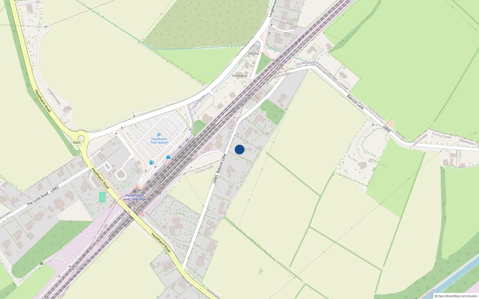 Overhead map showing the location of Acorn Lodge, Hazelhatch, Celbridge, Co. Dublin