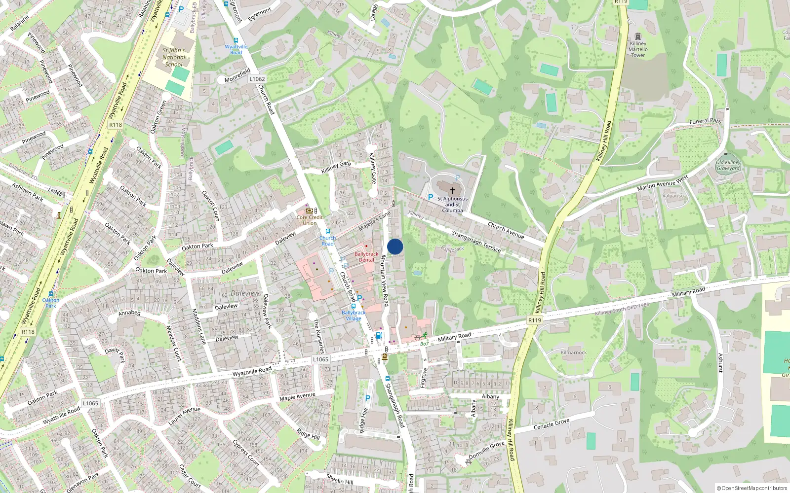 Overhead map showing the location of Ballybrack, Dublin, Co. Dublin