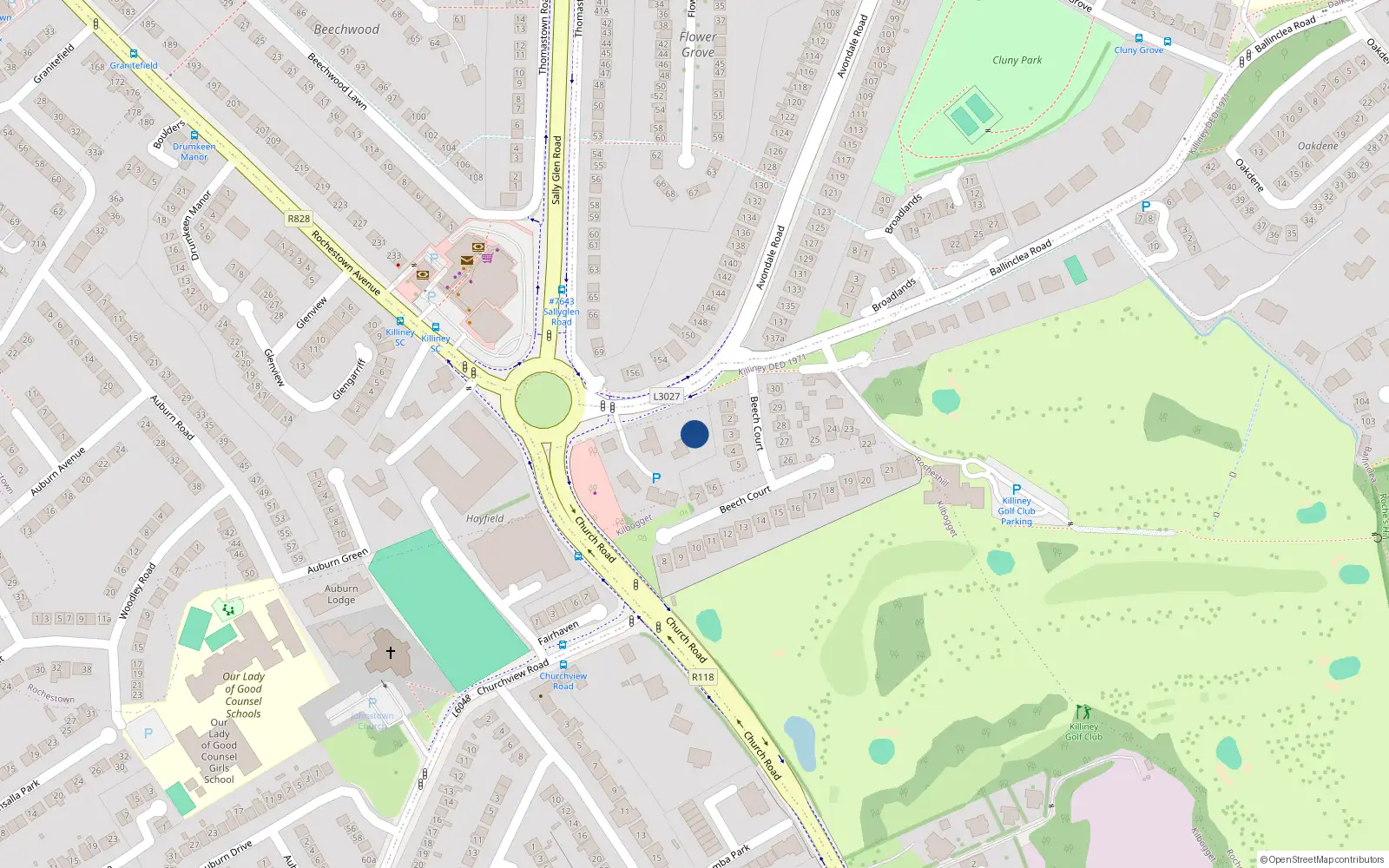 Overhead map showing the location of Rocheshill, Dublin, Co. Dublin