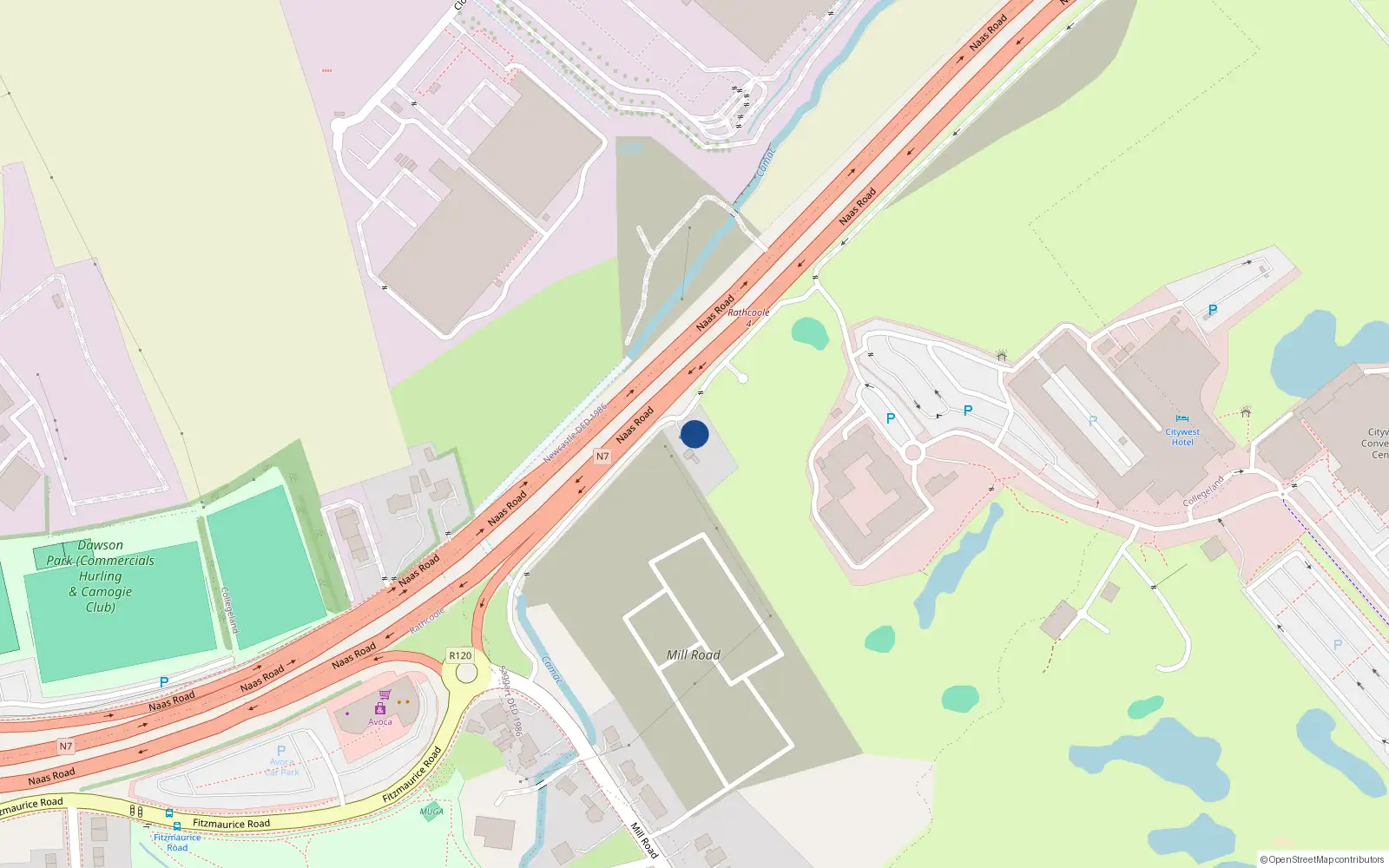 Overhead map showing the location of Naas Road, Saggart