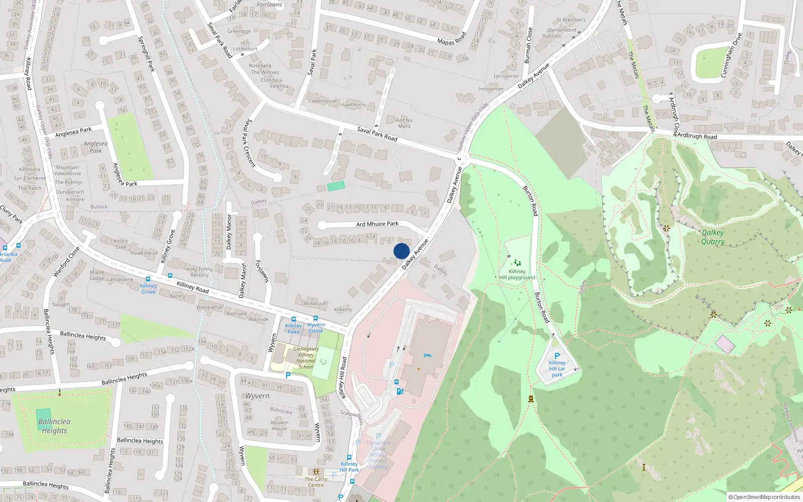 Overhead map showing the location of Dalkey, Dublin, Co. Dublin