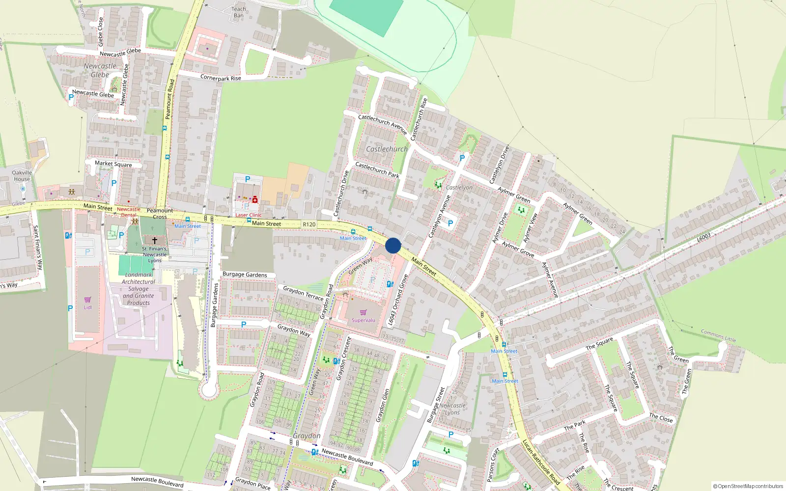 Overhead map showing the location of Main Street