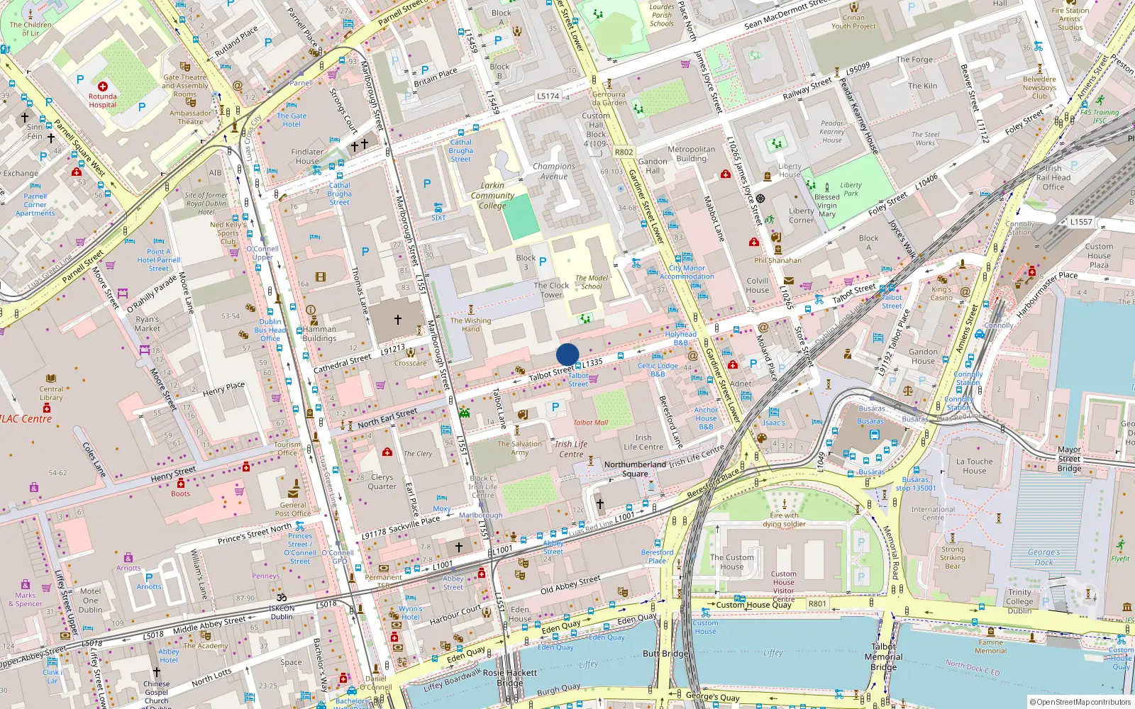 Overhead map showing the location of Apartment 1, 10 Talbot Street, Dublin 1
