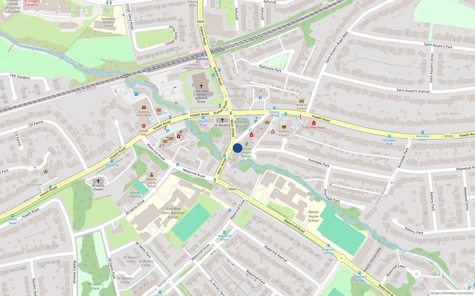 Overhead map showing the location of Apartment 1, 17 Main Street, Raheny