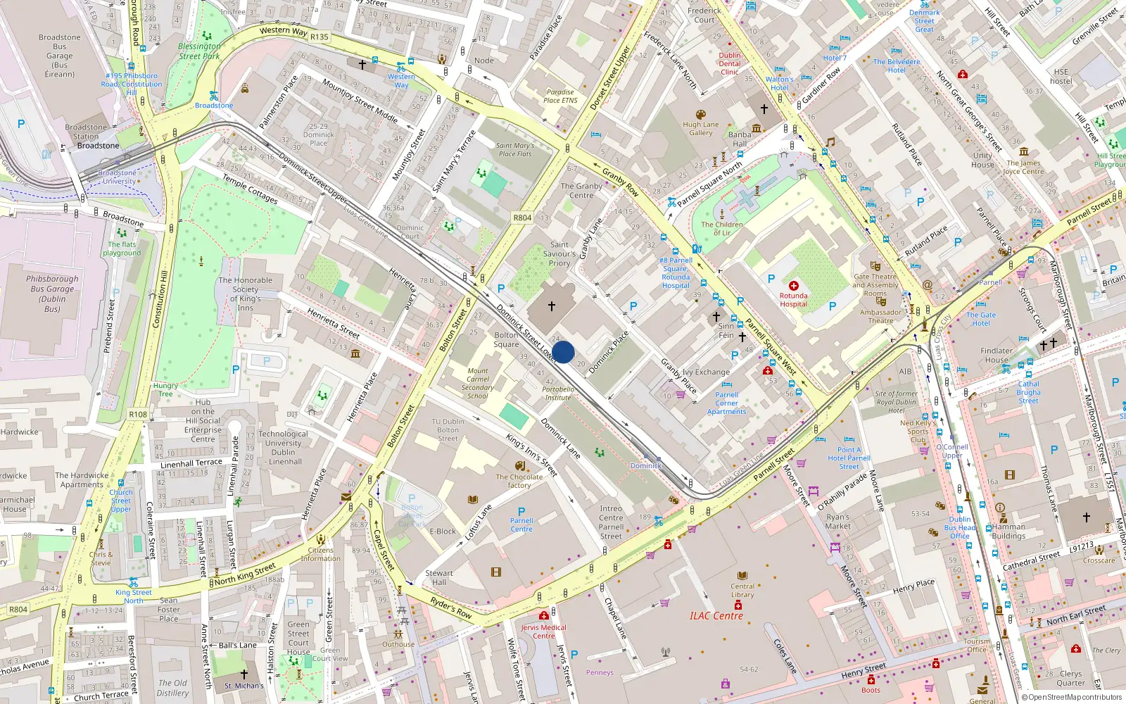 Overhead map showing the location of Apartment 1, 22 Lower Dominick Street, Dublin 1