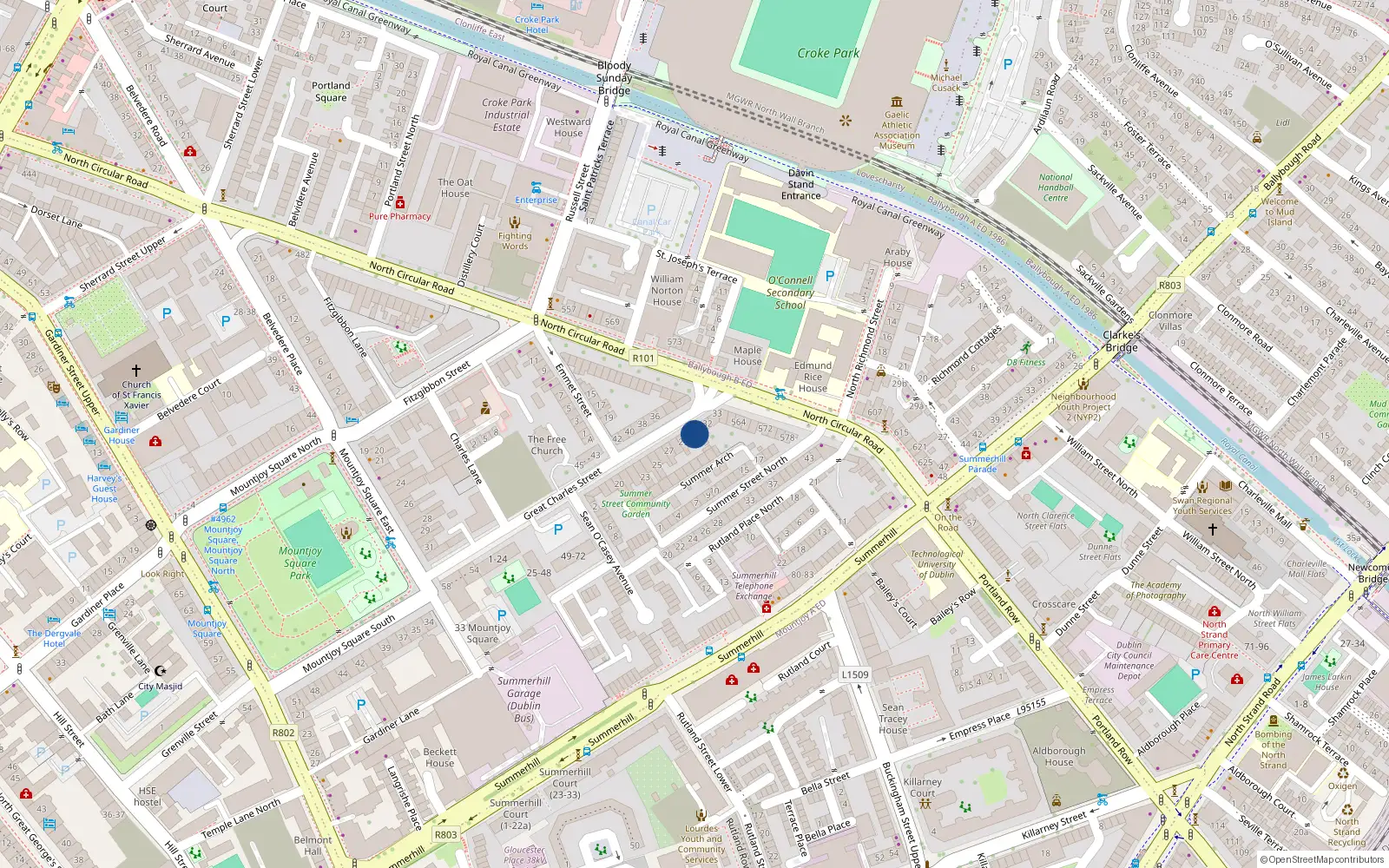Overhead map showing the location of Apartment 1, 31 North Great Charles Street, Dublin 1