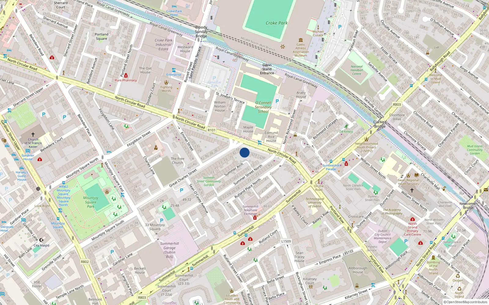Overhead map showing the location of Apartment 1, 564 North Circular Road, Dublin 1