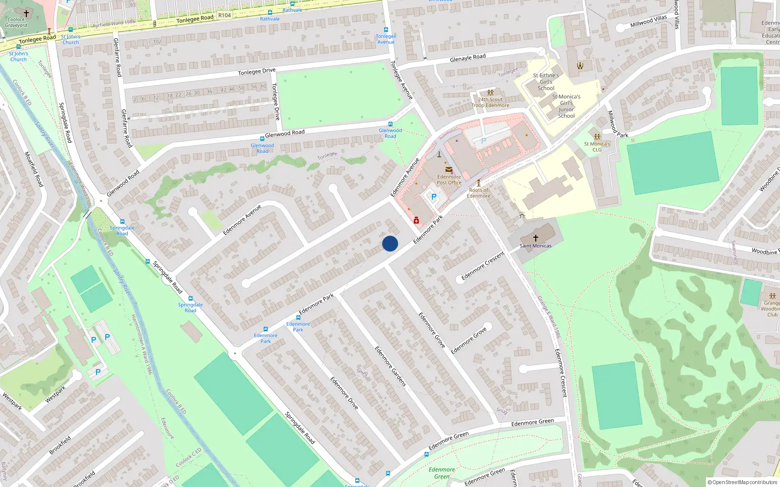 Overhead map showing the location of Apartment 1 Edenmore Avenue, Raheny, Dublin 5
