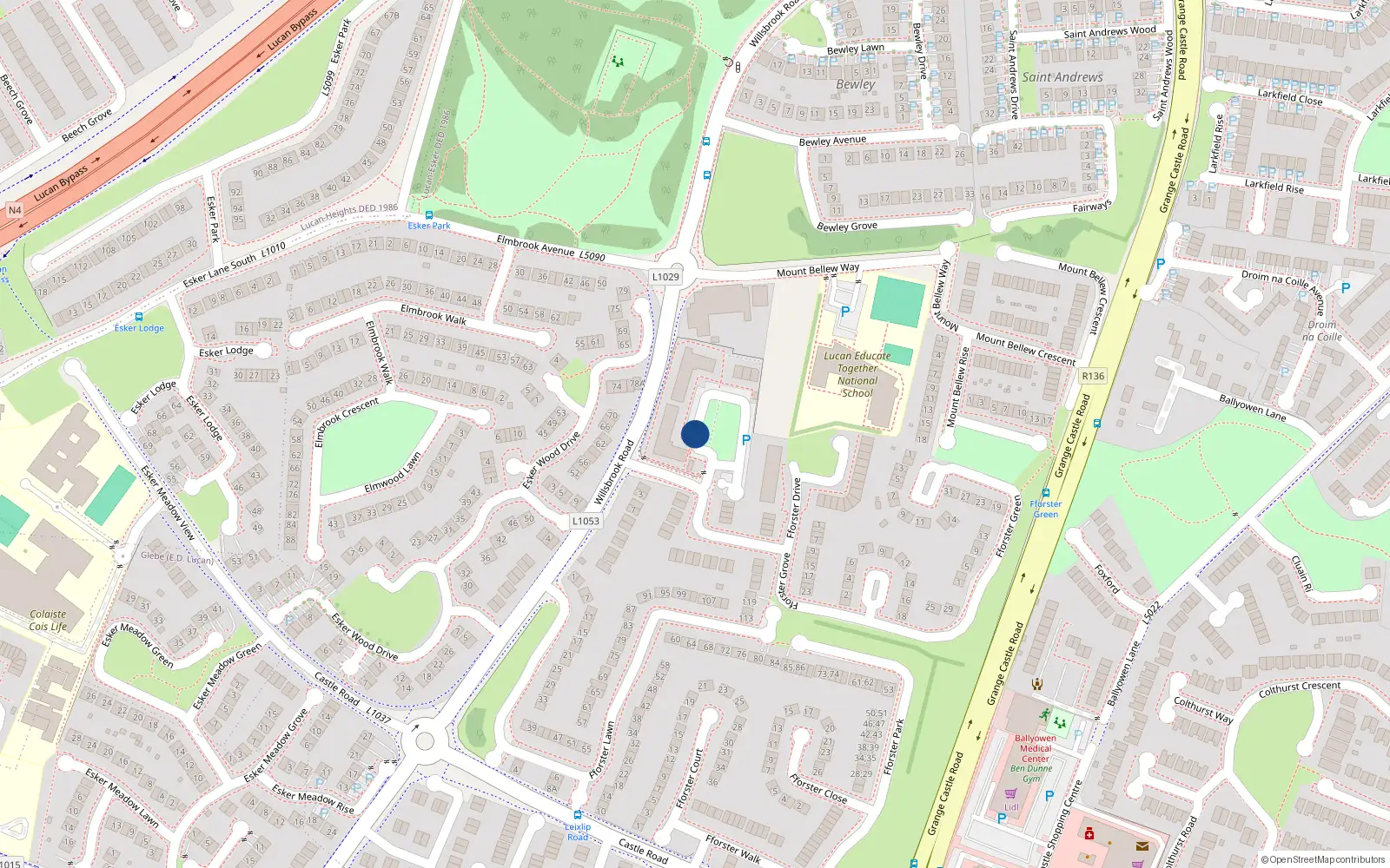 Overhead map showing the location of Apartment 1, 1 Fforster Square, Lucan