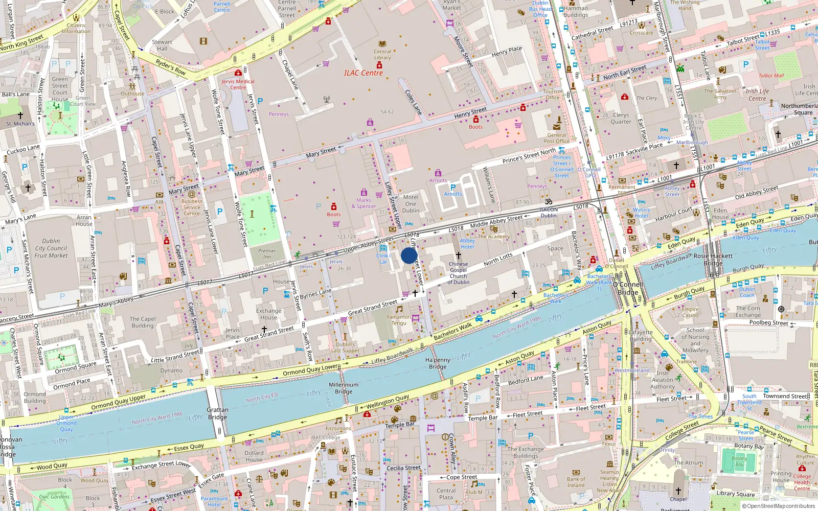 Overhead map showing the location of Apartment 1, Mellor Court, Lower Liffey Street