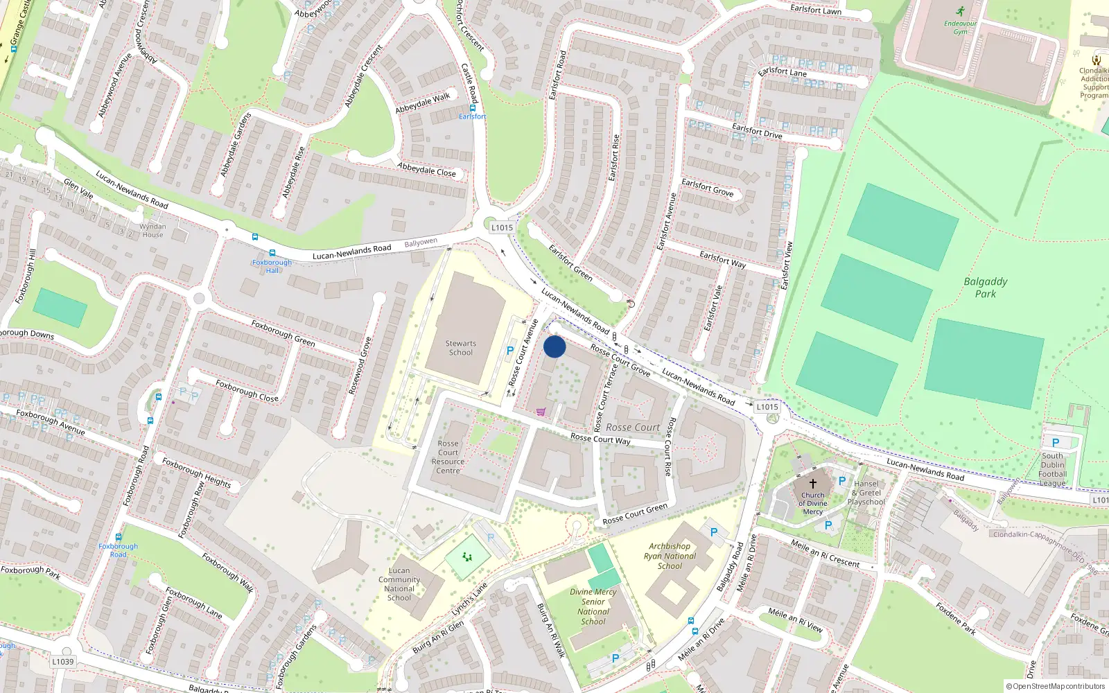 Overhead map showing the location of Apartment 1, 1 Rosse Court Avenue, Lucan