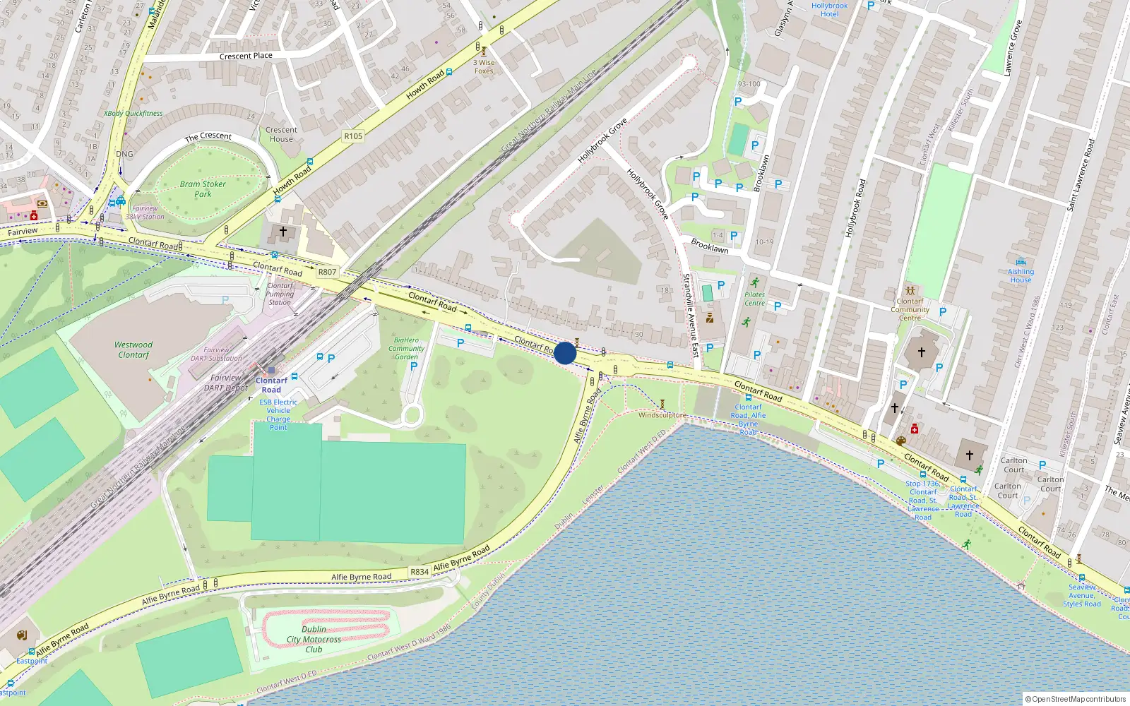 Overhead map showing the location of Apartment 10 Seascape, 366-368 Clontarf Road, Dublin 3
