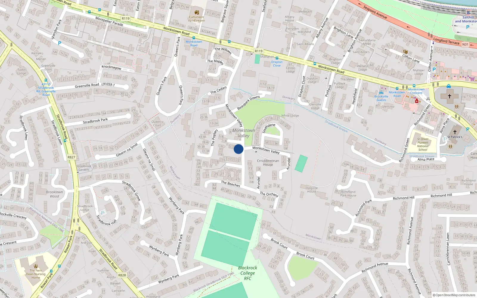 Overhead map showing the location of Apartment 10 the Beeches, Elmfield, 10 The Beeches, Leopardstown