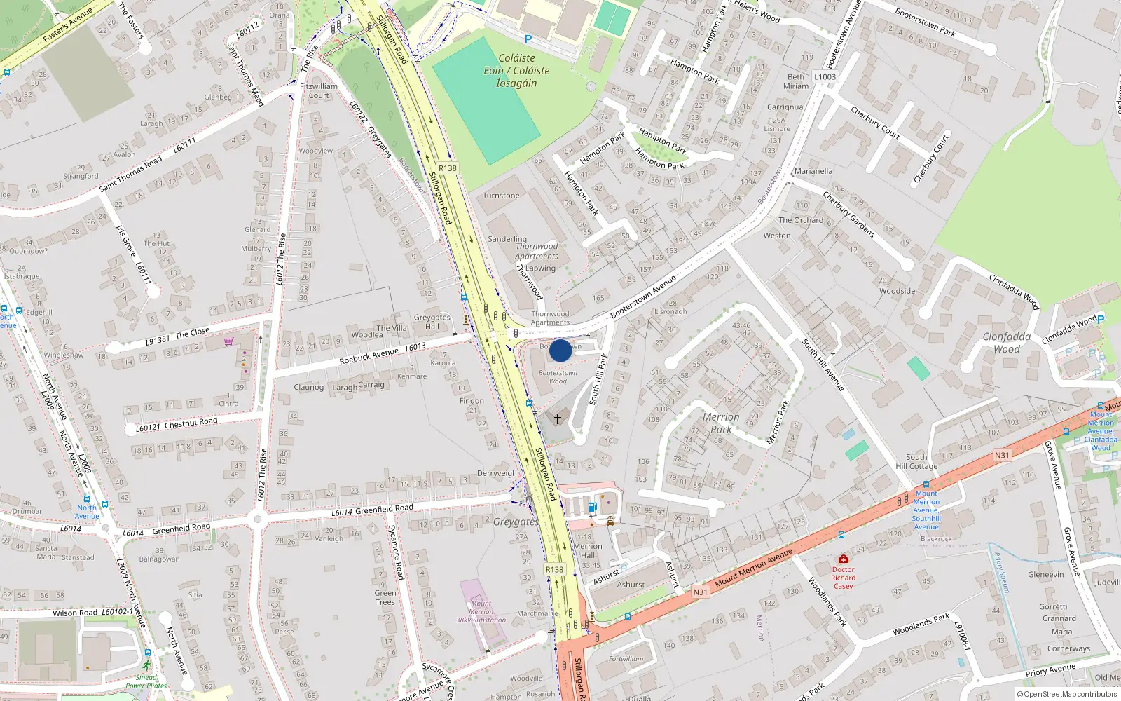Overhead map showing the location of Apartment 11, Booterstown Avenue, Merrion