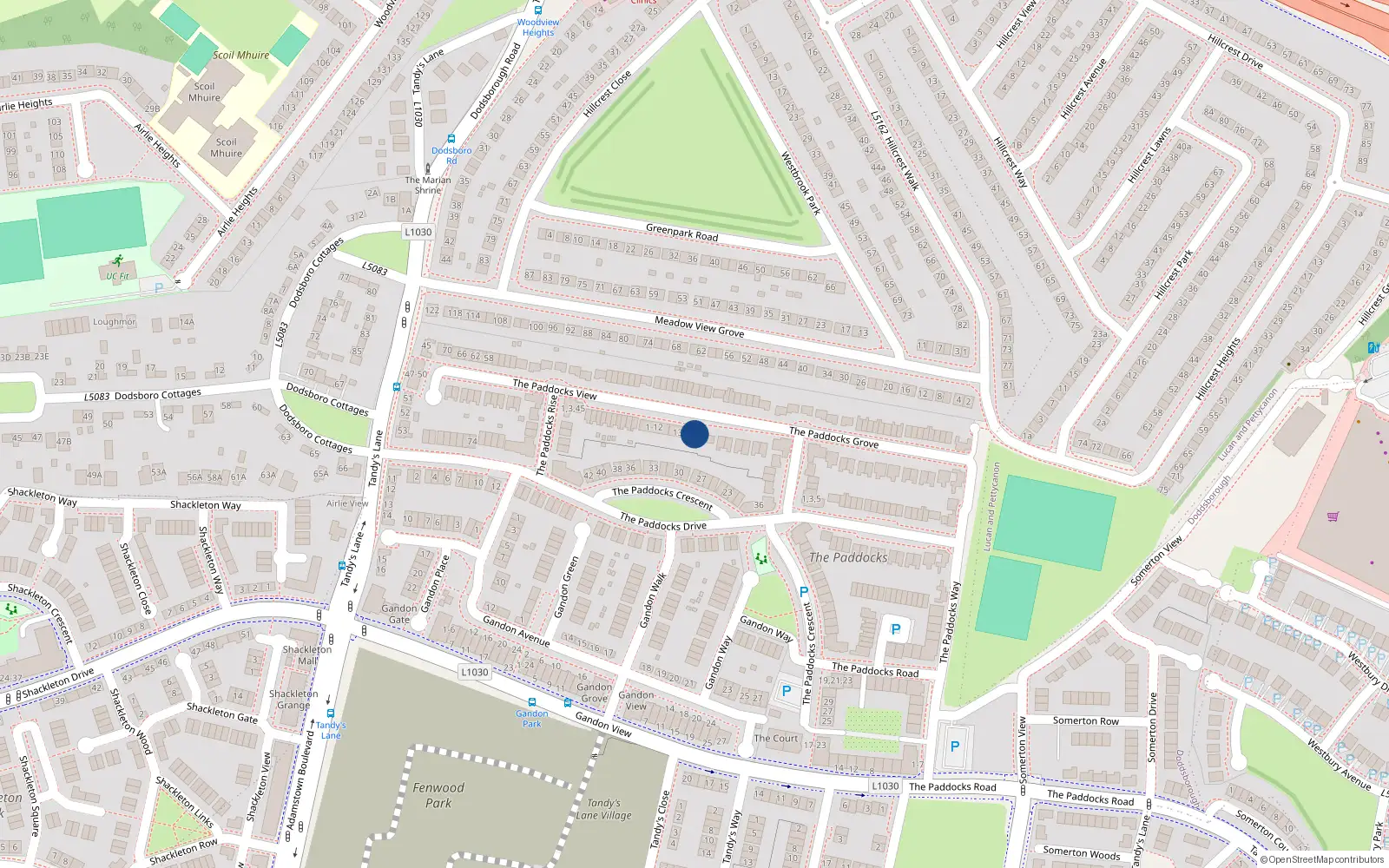 Overhead map showing the location of Apartment 11, 11 The Paddocks View, Lucan