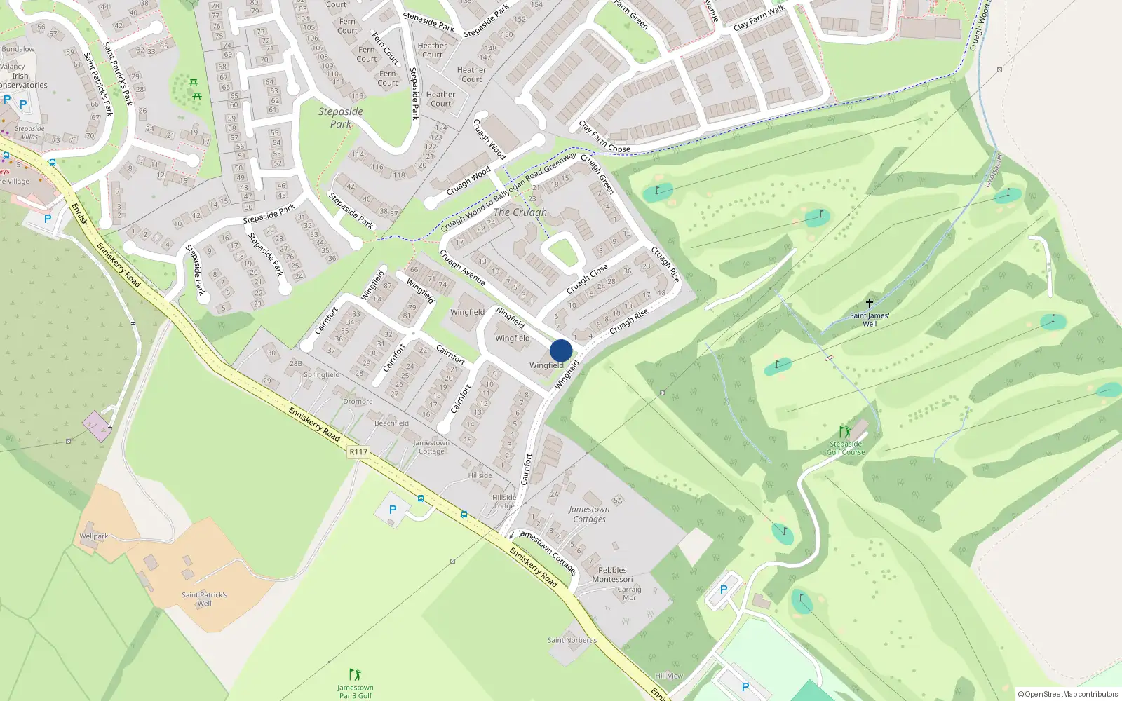 Overhead map showing the location of Apartment 11 Wingfield, Enniskerry Road, 11 Wingfield, Stepaside