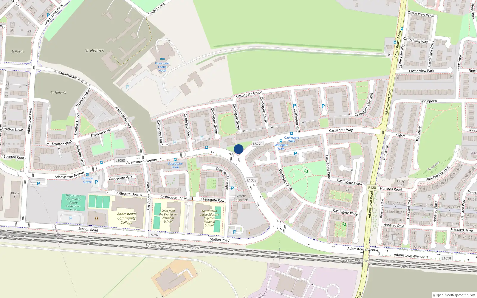 Overhead map showing the location of Apartment 118, 118 Castlegate Way, Lucan