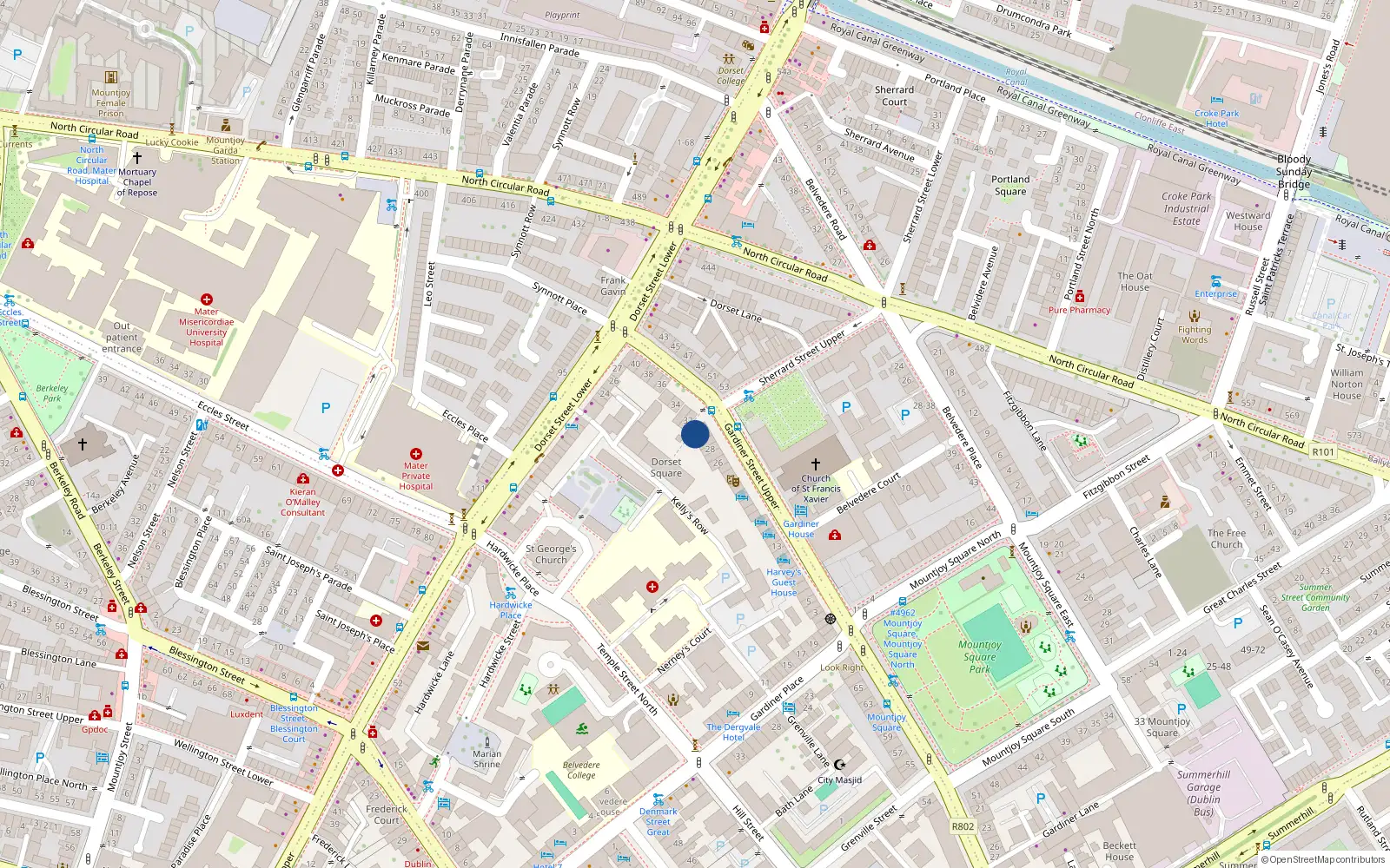 Overhead map showing the location of Apartment 15, Dorset Square, Dublin 1
