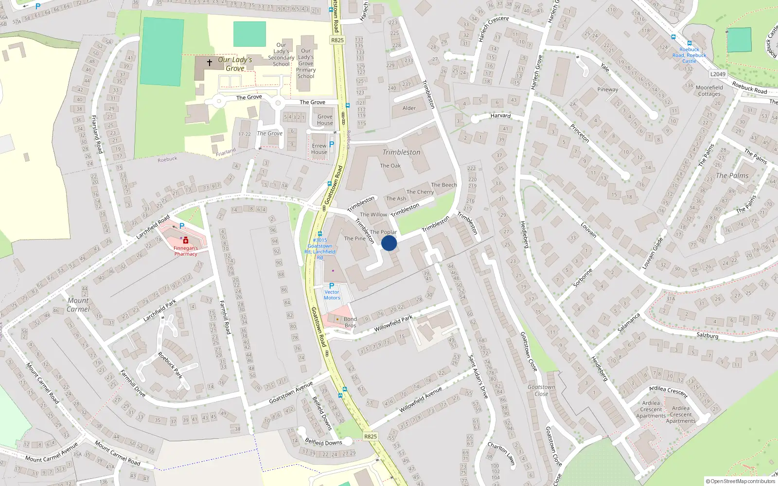 Overhead map showing the location of Apartment 153 Trimbleston, Goatstown Road, 153 Trimbleston, Goatstown